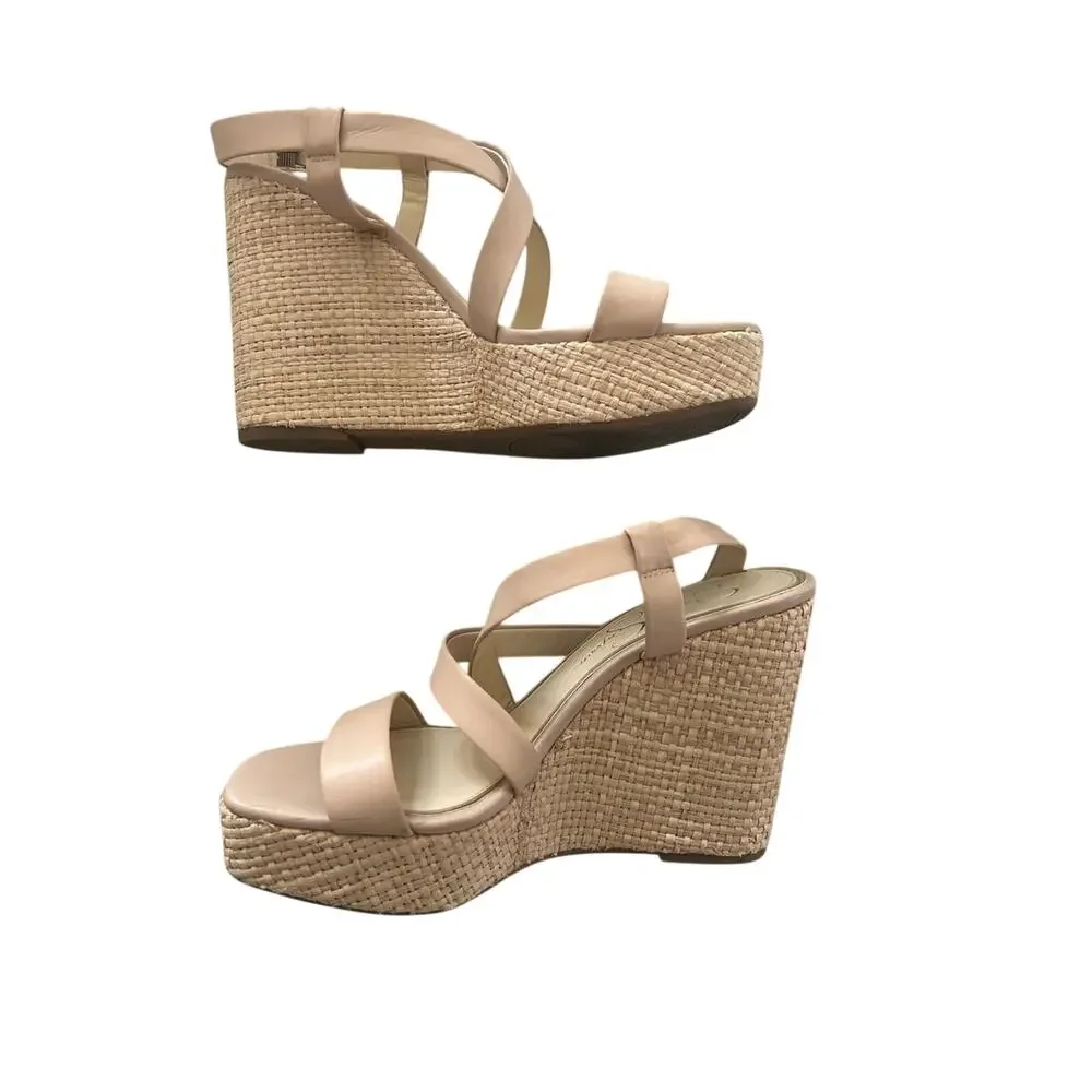 Jessica Simpson Women’s Nude Strappy Espadrille Wedge Sandals Size 8M